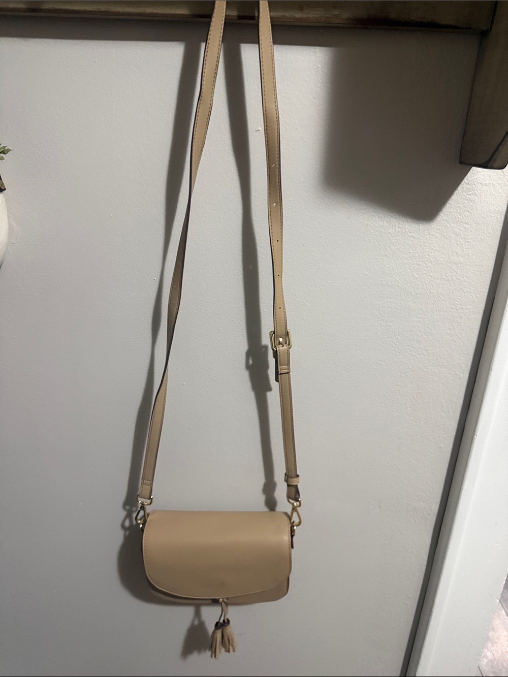 Kate Landry Neutral Tan Crossbody with Tassel
